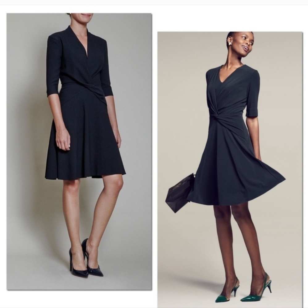 M.M. Lafleur Jenny Twist Front Short Sleeve Jersey A Line Dress